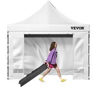 VEVOR Carpa Plegable con Paredes Laterales Cenador Plegable de 3 x 3 m Carpas Impermeables de PVC con Bolsa de Tela Cenador para Exteriores 3 Alturas Ajustables Blanco para Fiestas, Bodas, Reuniones