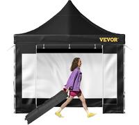VEVOR Carpa Plegable con Paredes Laterales Cenador Plegable de 3 x 3 m Carpas Impermeables de PVC con Bolsa de Tela Cenador para Exteriores 3 Alturas Ajustables Negro para Fiestas, Bodas, Reuniones