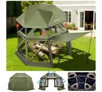 VEVOR Carpa Plegable de 13 Lados 3,96 x 3,96 m, Pérgola de Jardín con Techo Desmontable y Bolsa de Transporte, Carpa de Exterior para 10 a 12 Personas, para Fiesta, Camping, Playa, Patio, Verde