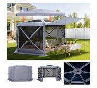 VEVOR Carpa Plegable de 6 Lados 3,6 x 3,6 m, Pérgola de Jardín con Techo Desmontable y Bolsa de Transporte, Carpa de Exterior para 8 a 10 Personas, para Fiesta, Camping, Playa, Patio, Jardín, Gris