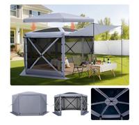 VEVOR Carpa Plegable de 6 Lados 3,6 x 3,6 m, Pérgola de Jardín con Techo Desmontable y Bolsa de Transporte, Carpa de Exterior para 8 a 10 Personas, para Fiesta, Camping, Playa, Patio, Jardín, Gris