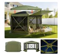 VEVOR Carpa Plegable de 6 Lados 3,6 x 3,6 m, Pérgola de Jardín con Techo Desmontable y Bolsa de Transporte, Carpa de Exterior para 8 a 10 Personas, para Fiesta, Camping, Playa, Patio, Jardín, Verde
