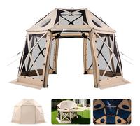VEVOR Carpa Plegable de Lados, Pérgola de Jardín con Techo Desmontable y Bolsa de Transporte, Carpa de Exterior para Personas, para Fiesta, Camping, Playa, Patio (Beige, 12 x 12 ft)