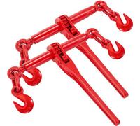 VEVOR Carpetas con Trinquete 10-13 mm Carga de Trabajo Segura de 4,18 T Ganchos G70 y Longitud Ajustable para Cadenas Amarre de Carga para Industria, Transporte, Remolque, 2 Piezas, Rojo
