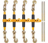 VEVOR Carpetas de trinquete, Paquete de 4 3/8-1/2" con Ganchos G80, Carga Segura 12000 Libras, Mango Antideslizante, Bridas de Cadena de Transporte para asegurar Cargas, Remolque de camión