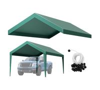 VEVOR Carport Reemplazo de Toldo, 3 x 6 m/10×20 ft Carpa Portátil para Garaje, Lona Resistente a los Rayos UV, Cubierta Pesada para Coche con Cuerdas de Bungee, Verde , No Incluido
