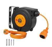 VEVOR Carrete de Cable de Extensión Retráctil 9 m 1000 W con Cable de Alimentación de 1 m Protección contra Sobrecalentamiento Tope de Cable Ajustable Cable de Extensión para Montaje en Techo, Pared
