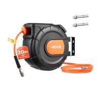 VEVOR Carrete de Manguera de Aire Retráctil 20 m x 9,5 mm, Manguera para Compresor de Aire Presión Máxima de 300 PSI, con Entrada de 2 m, Montaje en Techo o Pared Giratorio de 180°, para Garaje