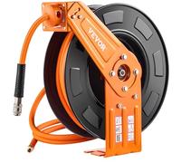 VEVOR Carrete de Manguera de Aire Retráctil 4 Piezas Manguera de Aire Híbrida 3/8" 19,81 m Máxima 300 PSI Carrete de Brazo Único Resistente para Montaje en Techo o Pared Soporte Giratorio de 180°