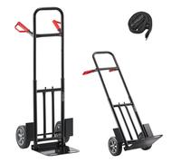 VEVOR Carretilla de Mano Móvil, Carga 272,1 kg, Portátil, Acero de Aleación, con Ruedas, Asa Telescópica y Correa de Amarre, para Uso en Casa, Oficina, Almacén y Supermercado, 48 x 46 x 120 cm