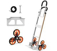 VEVOR Carretilla de Mano Plegable con Asa Telescópica, Carga Máxima 150 kg, Carro Sube Escaleras Marco Resistente de Aleación de Aluminio con 6 Ruedas y 2 Cuerdas, para Oficina Compra Hogar y Almacén