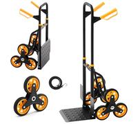 VEVOR Carretilla de Mano Plegable con Asa Telescópica, Carga Máxima 150 kg, Carro Sube Escaleras Resistente con 6 Ruedas y 2 Cuerdas, Marco de Acero al Carbono, para Hogar Oficina Compra y Almacén