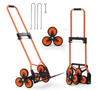 VEVOR Carretilla de Mano Plegable con Asa Telescópica, Carga Máxima 54 kg, Carro Sube Escaleras Resistente, Marco de Acero al Carbono, con 2 Cuerdas y 6 Ruedas, para Almacén Compra Oficina y Hogar