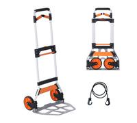VEVOR Carretilla de Mano Plegable de Aluminio Carga de 140 kg Carro de Mano de Alta Resistencia con Ruedas de Goma Mango Telescópico para Transporte Doméstico, Mercancías de Almacén Supermercado