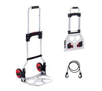 VEVOR Carretilla de Mano Plegable de Aluminio Carga de 80 kg Carro de Mano de Alta Resistencia con Ruedas de Goma Mango Telescópico para Transporte Doméstico, Mercancías de Almacén Supermercado
