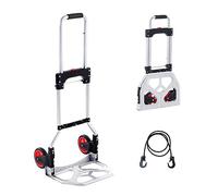 VEVOR Carretilla de Mano Plegable de Aluminio Carga de 80 kg Carro de Mano de Alta Resistencia con Ruedas de Goma Mango Telescópico para Transporte Doméstico, Mercancías de Almacén Supermercado