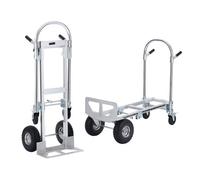 VEVOR Carretilla de mano plegable de aluminio Carretilla de mano 2 en 1 Carro de manipulación móvil Carga 454 kg Carretilla de mano convertible en carro de plataforma Ruedas de goma de PU