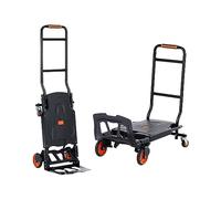 VEVOR Carretilla de Mano Plegable de Aluminio Carro de Mano 2 en 1 Carretilla de Transporte Plegable con Plataforma Carga de 136 kg Ruedas de Goma para Transporte de Mercancías de Almacén Supermercado