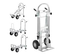 VEVOR Carretilla de Mano Plegable de Aluminio Carro de Mano 4 en 1 Carretilla de Transporte Plegable con Plataforma Carga de 454 kg Ruedas de Goma para Transporte de Mercancías de Almacén Supermercado