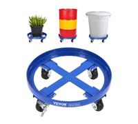 VEVOR Plataforma Rodante para Bidones 615 x 615 x 188 mm con Tirantes Transversales y 4 Ruedas Giratorias, Capacidad de 907 kg, Plataforma Rodante Antivuelco para Manipulación de Almacén, Azul