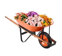 VEVOR Carretilla para Jardín Carga de 120 kg Carro de Descarga con 1 Rueda de 40 cm y Asa Carro Utilitario de Fácil Carga Carrito para Césped al Aire Libre, Patio, Granja, Naranja y Negro