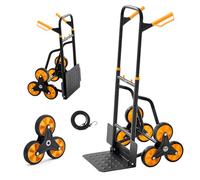 VEVOR Carretilla para Subir Escaleras Carga de 200 kg, Carro de Escalera Plegable con Asa Telescópica, 6 Ruedas y 2 Cuerdas Elásticas, para Transporte, Almacén, Centro Comercial, Mudanzas, Oficina