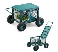 VEVOR Carrito Asiento de Jardín con Ruedas de Caucho y Contenedor de Almacenamiento Estructura Metálica Soporta hasta 181 kg Asiento Móvil para Trabajar para Jardinería, Deshierbe, Plantación