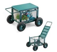 VEVOR Carrito Asiento de Jardín con Ruedas de Caucho y Contenedor de Almacenamiento Estructura Metálica Soporta hasta 181 kg Asiento Móvil para Trabajar para Jardinería, Deshierbe, Plantación