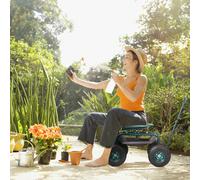 VEVOR Asiento de Jardín con Ruedas Taburete de Jardinería Giratorio de 360° con Ruedas Inflables Carro de 25,4cm con Asiento 760x450x960 mm Mango Extensible Bandeja de Herramientas para Patio Exterior