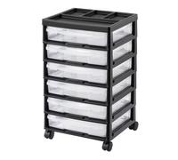 VEVOR Carrito de Almacenamiento con Ruedas para Álbumes de Recortes 6 Niveles con Organizador Superior con 6 Estuches Transparentes y 4 Ruedas Extraíbles para Suministros de Arte, Marco Negro