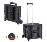 VEVOR Carrito de Compras Plegable Con Capacidad de Carga de 36,2 kg Carrito de Mano Portátil Con Ruedas y Asa Telescópica Resistente, 2 Ruedas Para Viajes, Compras, Mudanzas, Equipaje, Negro