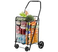 VEVOR Carrito de Compras Plegable, con Ruedas Giratorias y Gran Capacidad de Carga de 40,8 kg, 39 L, para la Ropa Sucia, Compras, Camping, Comestibles y Equipaje. Color Negro, 48 x 41 x 85,7 cm