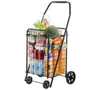 VEVOR Carrito de Compras Plegable, con Ruedas Giratorias y Gran Capacidad de Carga de 40,8 kg, 39 L, para la Ropa Sucia, Compras, Camping, Comestibles y Equipaje. Color Negro, 48 x 41 x 85,7 cm