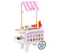 VEVOR Carrito de Helados, Más de 20 Accesorios, Juego de Simulación de Heladería, Cocina, Juguetes con Helado y Paleta, Toldo y Congelador, Cajones, para Niños de 3 a 7 Años, 747 x 350 x 1220 mm