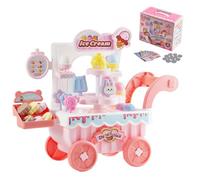 VEVOR Carrito de Helados para Niños, Camión de Helados Educativo Montessori 435 x 180 x 360 mm con 27 Accesorios, Dinero de Juguete, Efectos de Luz y Sonido para Niños de 3 Años en Adelante, Rosa