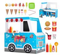 VEVOR Carrito de Helados para Niños, Juego de Madera de Más de 20 Piezas, con Volante y Pizarra, Escáner de Pago y Congelador, Grifo y Fregadero, para Niños de 3 a 7 Años, 1000 x 614 x 955 mm