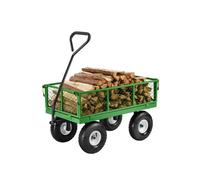 VEVOR Carrito de Jardín de Acero de 1700 x 480 x 515 mm con Neumáticos de 10", Laterales de Malla Extraíbles y Manija Giratoria de 180° para Exterior, Capacidad máxima de Carga de 308,44 kg, Verde