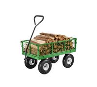 VEVOR Carrito de Jardín de Acero de 1700 x 480 x 515 mm con Neumáticos de 10", Laterales de Malla Extraíbles y Manija Giratoria de 180° para Exterior, Capacidad máxima de Carga de 308,44 kg, Verde
