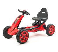 VEVOR Carrito de Pedales de 4 Ruedas para Niños con Volante, Asiento Ergonómico Ajustable y Freno de Mano, Ruedas Antideslizantes, Carga de 29,5 kg Coche de Pedales para Niños de 3 a 8 Años, Rojo