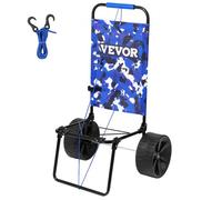 VEVOR Carrito de Playa con Ruedas Sólidas de PE Grandes para Arena, Plataforma de Carga de 380 x 386 mm, Carro de Arena Plegable, Carro Resistente para pícnica, Camp, Pesca, Playa, Jardinería