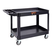 VEVOR Carrito de Servicio de PP 116x65x85 cm Carro Utilitario de 2 Niveles Capacidad Total de 250 kg (125 kg/Estante) Ruedas Giratorias 360° (2 con Freno) con Asa para Almacén Garaje Limpieza