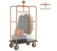 VEVOR Carrito de Transporte para Hotel, Carro de Equipaje de Acero Inoxidable con Barra para Colgar, Plataforma Gris de 1080 x 650 mm, Capacidad 544 kg con Ruedas de Goma para Recepciones y Resorts