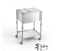 VEVOR Carrito Enfriador para Bebidas y Hielo 42,4 L, con Tapa Deslizante, de Acero Inoxidable, Carrito Nevera para Exterior con Estante, para Jardín, Piscina, Restaurante, 66 x 50,5 x 98,5 cm
