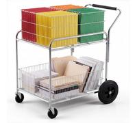 VEVOR Carrito Móvil de Archivos con Ruedas 2 Niveles Mueble Organizador | Almacenamiento de Documentos para Oficina, Hogar, Escuela, Capacidad de Carga de 120 kg, 955 x 570 x 965 mm, Cestas de Malla