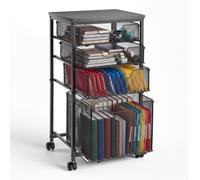 VEVOR Carrito Móvil de Archivos con Ruedas 4 Niveles Mueble Organizador | Almacenamiento de Documentos para Oficina, Escuela, Estudio, 4 Cajones de Malla, Capacidad de 20,5 kg, 700 x 300 x 380 mm