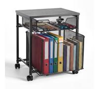 VEVOR Carrito Móvil de Archivos con Ruedas con Freno de 2 Niveles Negro | Almacenamiento para Libros Carpetas Papeles, Mueble de Oficina Estudio, 2 Cajones de Malla, 460 x 300 x 380 mm, Carga 20,5 kg