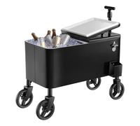 VEVOR Carrito Nevera con Ruedas 75,71 L, Carrito Refrigerador con Asa Telescópica de 2 Etapas, Enfriador de Bebidas Portátil para Patios, Camping, Fiestas en Piscina, Exterior, 890 x 460 x 1200 mm