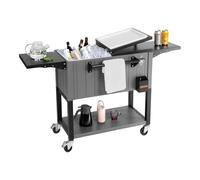 VEVOR Carrito Nevera con Ruedas 75,71 L, Carrito Refrigerador con Estantes Laterales e Inferior, Abridor de Botellas, Enfriador de Bebidas Portátil para Patios, Camping, Fiestas en Piscina, Exterior