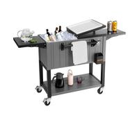 VEVOR Carrito Nevera con Ruedas 75,71 L, Carrito Refrigerador con Estantes Laterales e Inferior, Abridor de Botellas, Enfriador de Bebidas Portátil para Patios, Camping, Fiestas en Piscina, Exterior