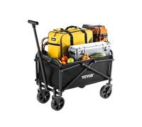 VEVOR Carrito Plegable para Exteriores, Carro de Transporte Plegable 610 x 380 x 460 mm con Ruedas Todoterreno, Asa Ajustable, Capacidad de Peso de 90,72 kg, para Playa, Jardín, Supermercado, Negro